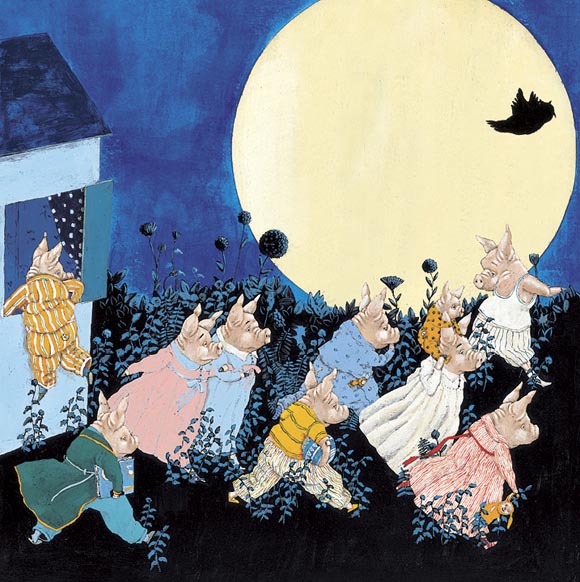 Ilustración de Diez cerditos luneros
