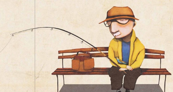 Ilustración de Un banco en la plaza