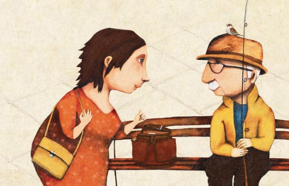 Ilustración de Un banco en la plaza
