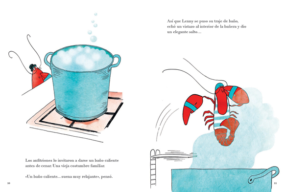Ilustración de Lenny Langosta se queda a cenar