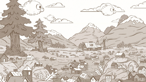 Ilustración de Hilda y el pueblo oculto
