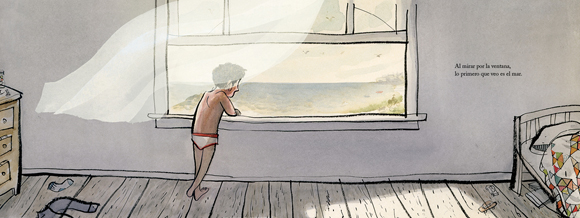 Ilustración de Pueblo frente al mar