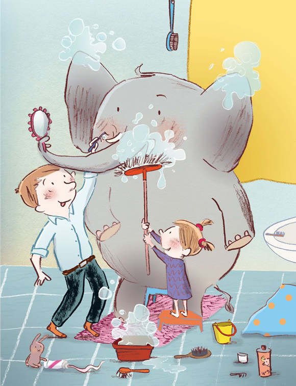 Ilustración de Mi elefante no quiere irse a la cama