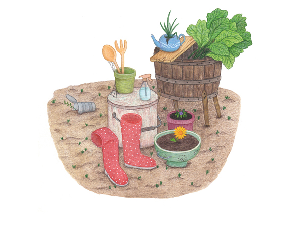 Ilustración de Bruja y familia