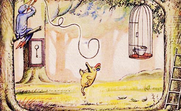 Ilustración de Picopelosplumas y el hombre pájaro