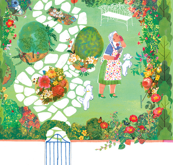 Ilustración de Una morsa en mi jardín