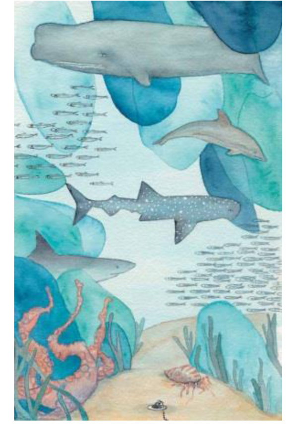 Ilustración de Tarde en el acuario