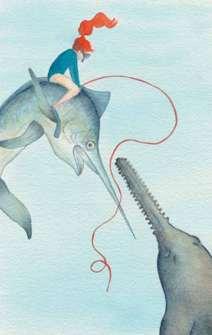 Ilustración de Tarde en el acuario