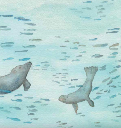 Ilustración de Tarde en el acuario