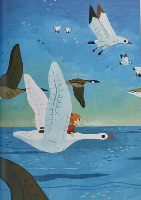 Ilustración de El maravilloso viaje de Nils Holgersson a través de Suecia