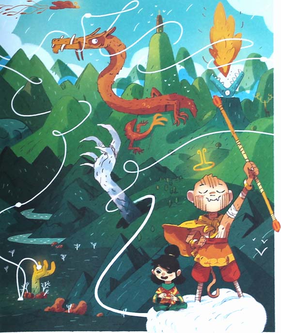 Ilustración de Kai y el rey mono