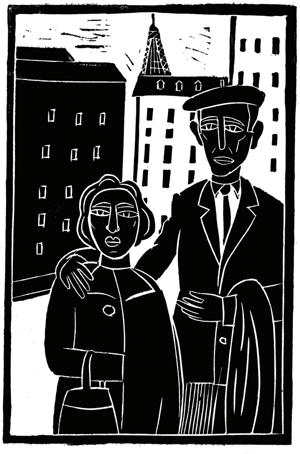 Ilustración de Delibes en bicicleta