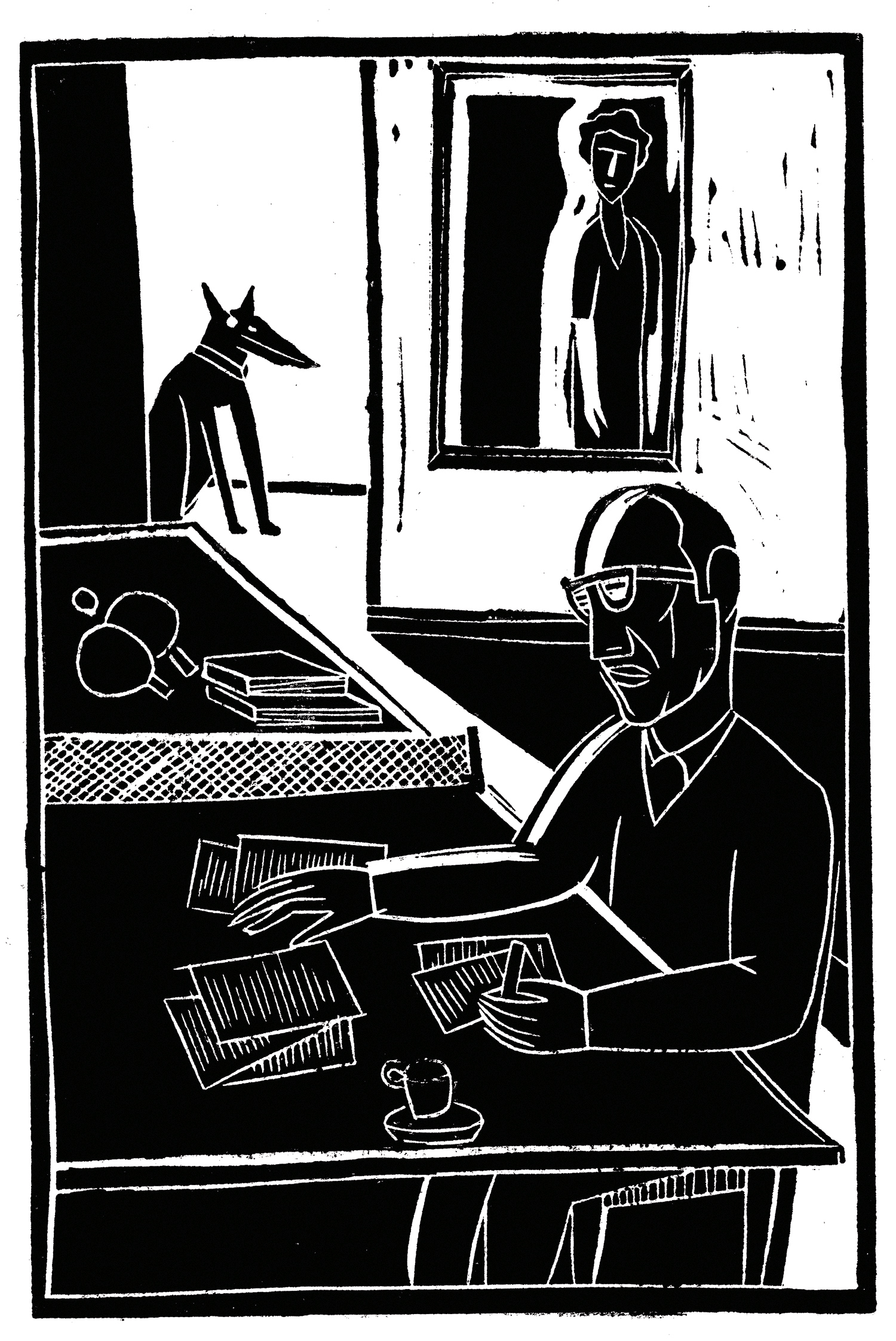 Ilustración de Delibes en bicicleta