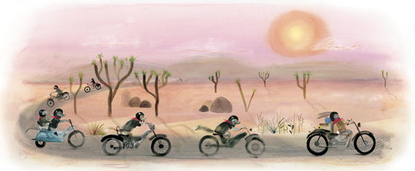Ilustración de Conejo y motocicleta