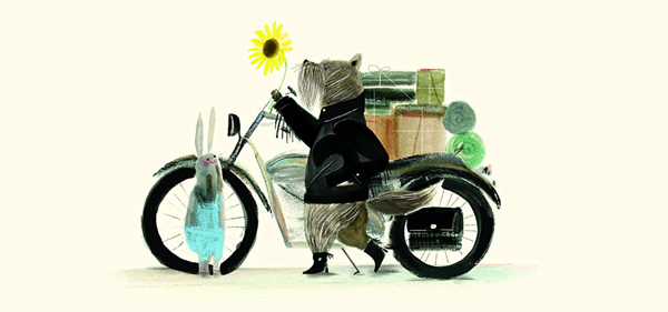 Ilustración de Conejo y motocicleta