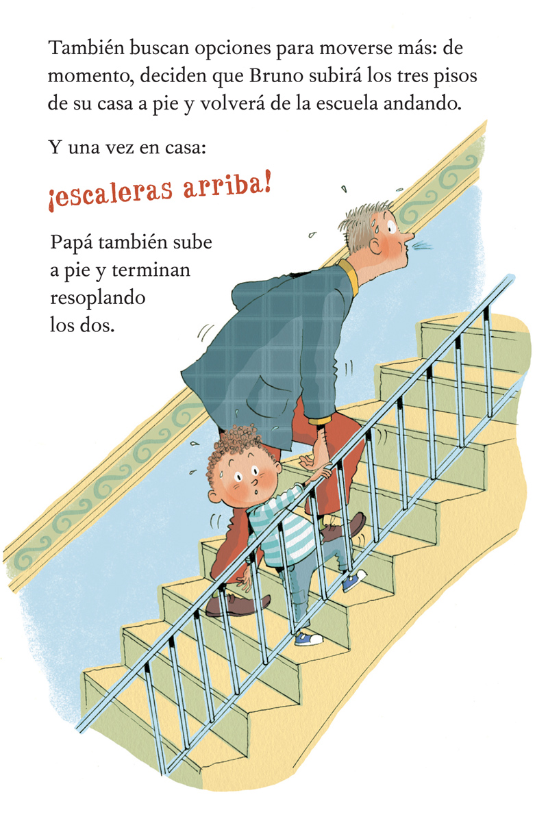 Ilustración de Mía y Bruno crecen sanos