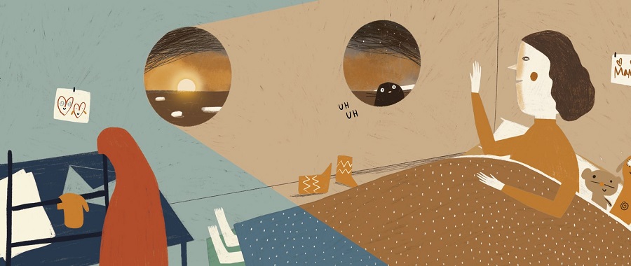 Ilustración de Mamá se va a la Antártida