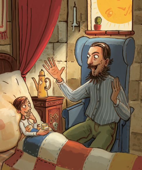 Ilustración de Rodrigo Bandido y Chiquillo, su escudero