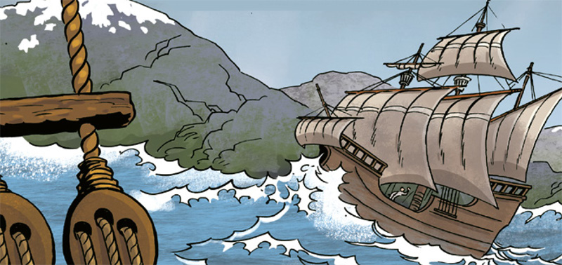 Ilustración de Magallanes. La primera vuelta al mundo en 1080 días