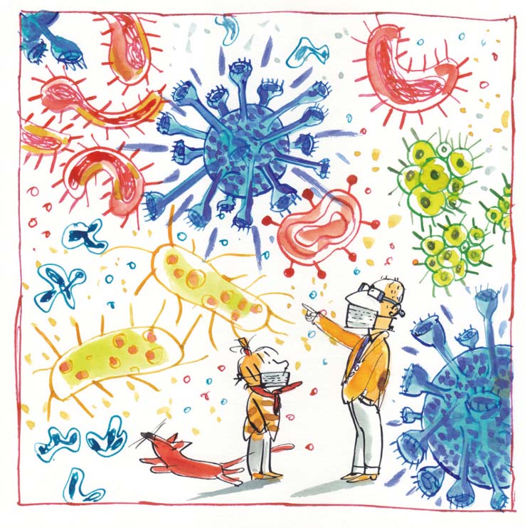 Ilustración de Alicia y el coronavirus