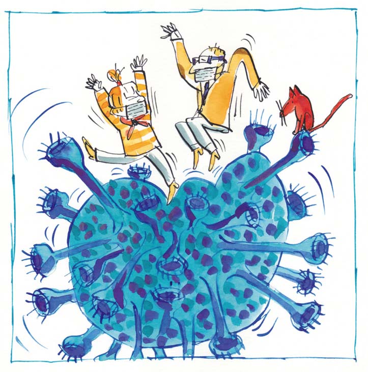 Ilustración de Alicia y el coronavirus