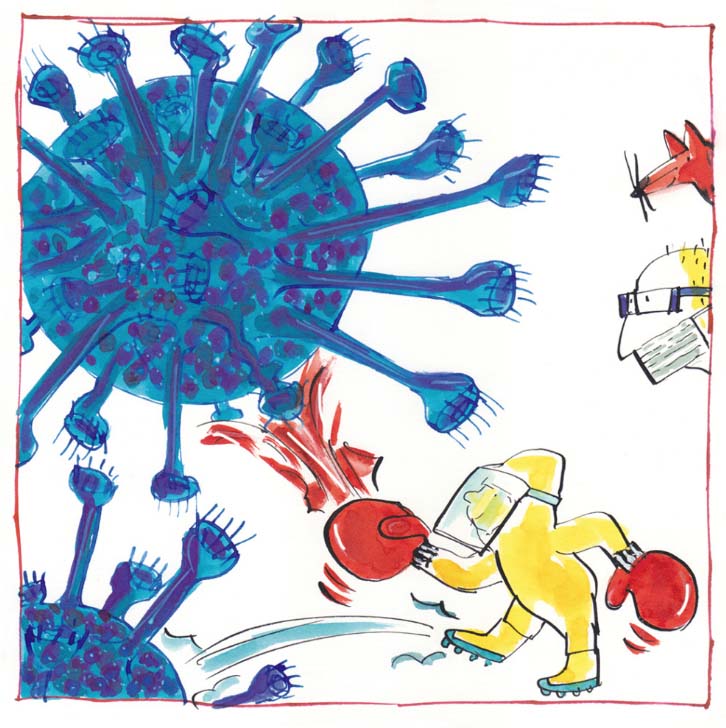 Ilustración de Alicia y el coronavirus