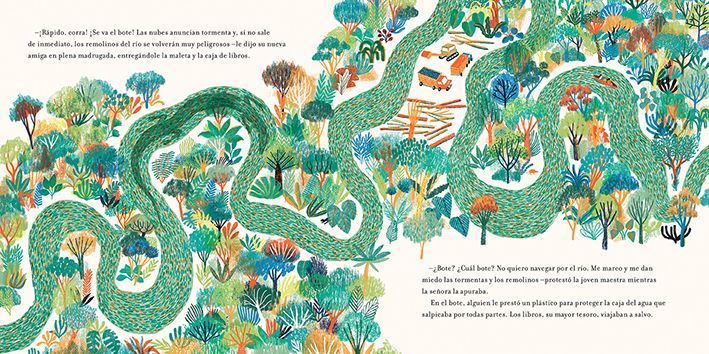 Ilustración de La joven maestra y la gran serpiente