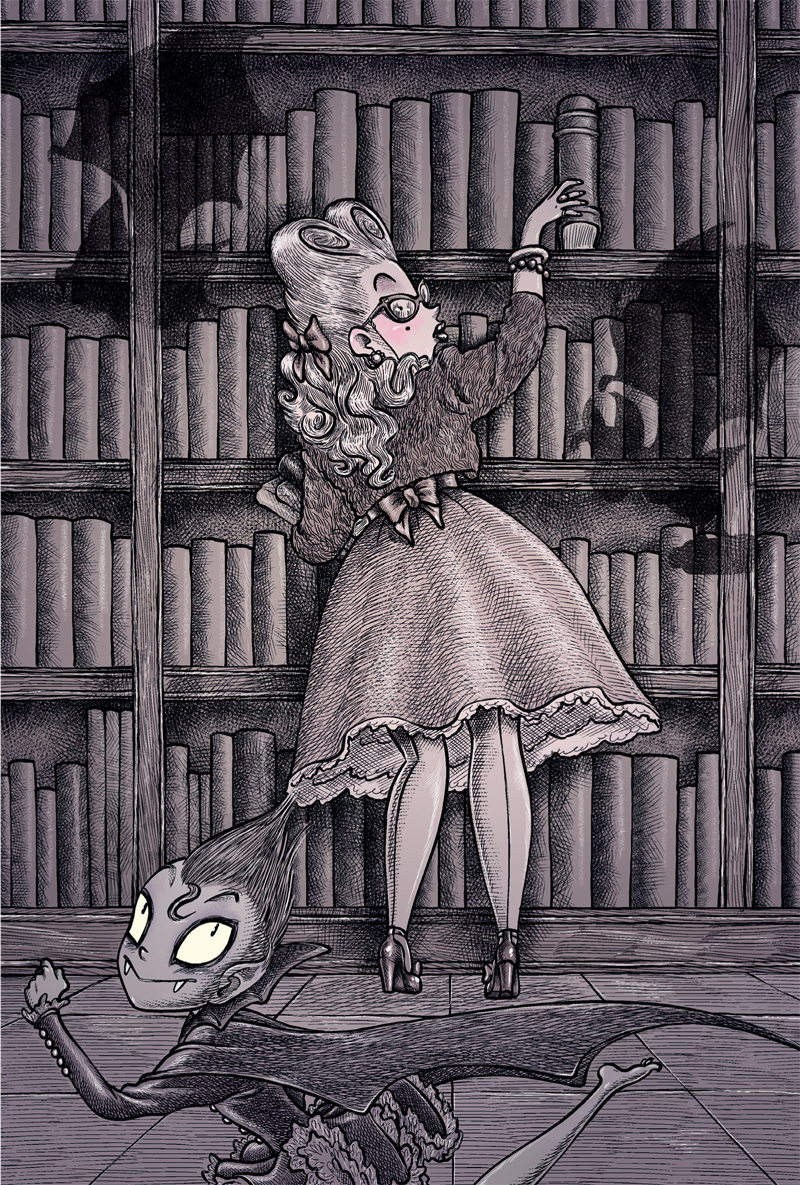 Ilustración de Vampira de biblioteca. El ataque polilla