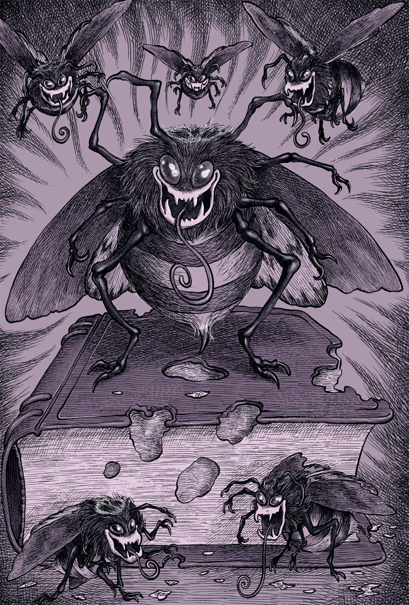 Ilustración de Vampira de biblioteca. El ataque polilla