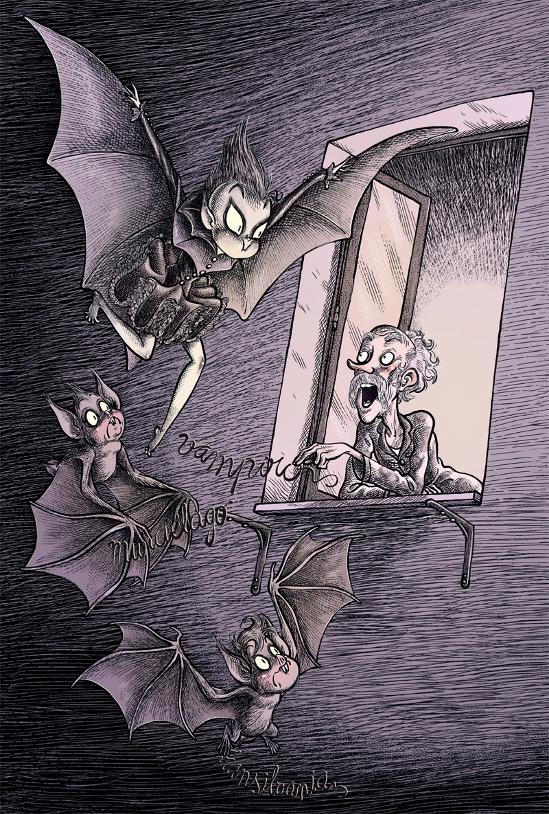 Ilustración de Vampira de biblioteca. El ataque polilla