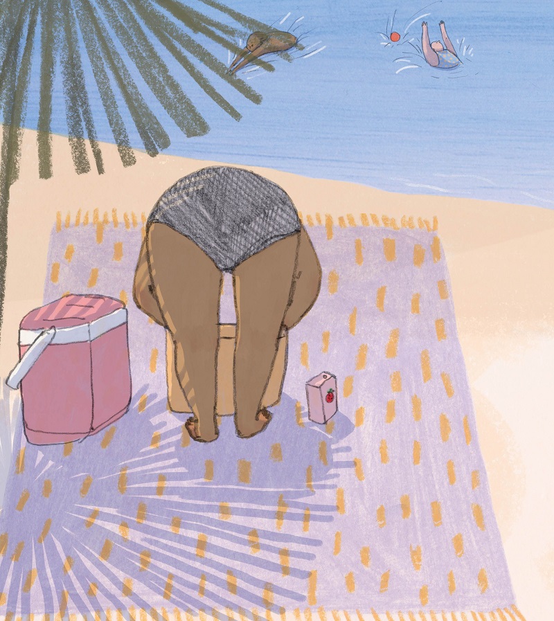 Ilustración de Sara, Tula y el mar