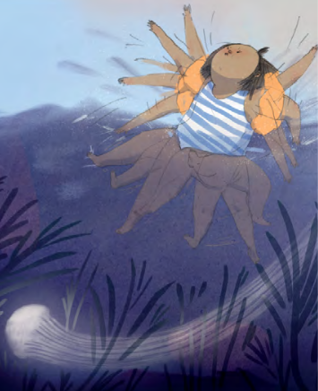 Ilustración de Sara, Tula y el mar