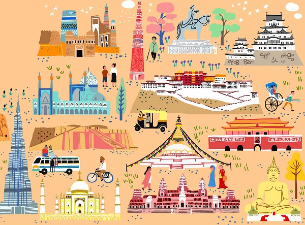 Ilustración de Atlas. El gran viaje ilustrado