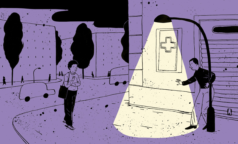 Ilustración de El hombre bajo el farol