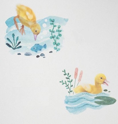 Ilustración de Buenas noches, patito