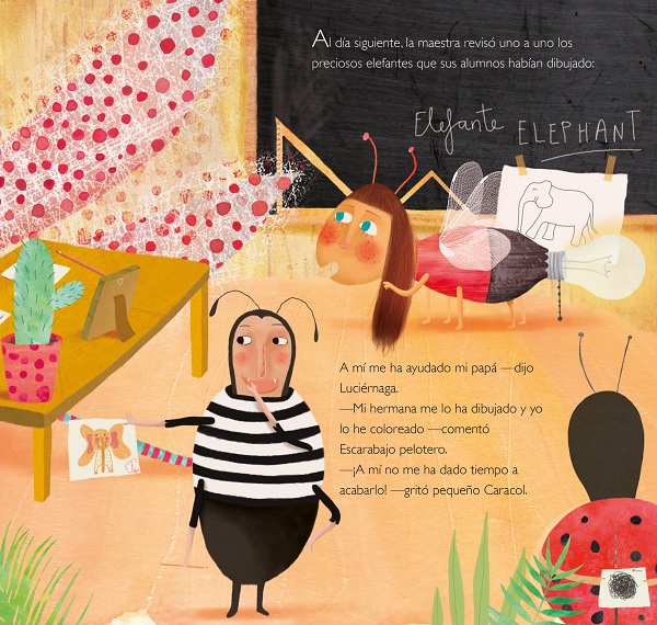 Ilustración de El día que mariquita dibujó una pelusa gigante