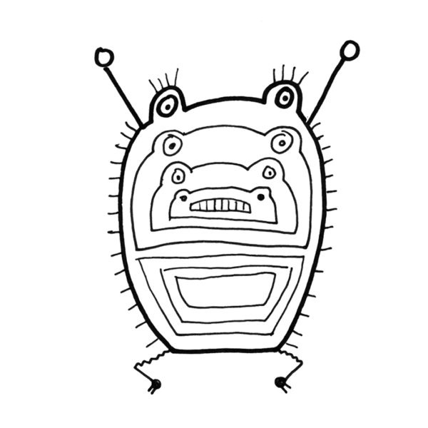 Ilustración de Monstruos dentro de monstruos para gritar y colorear