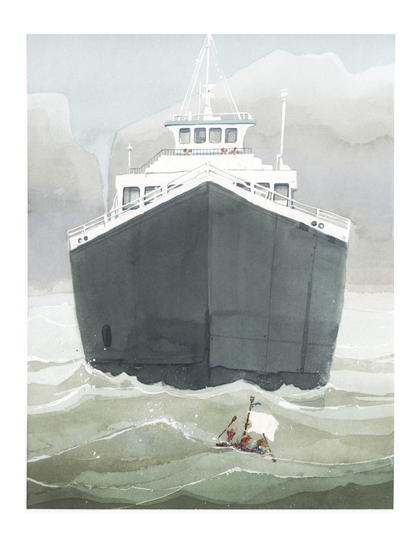 Ilustración de Lena, Theo y el mar