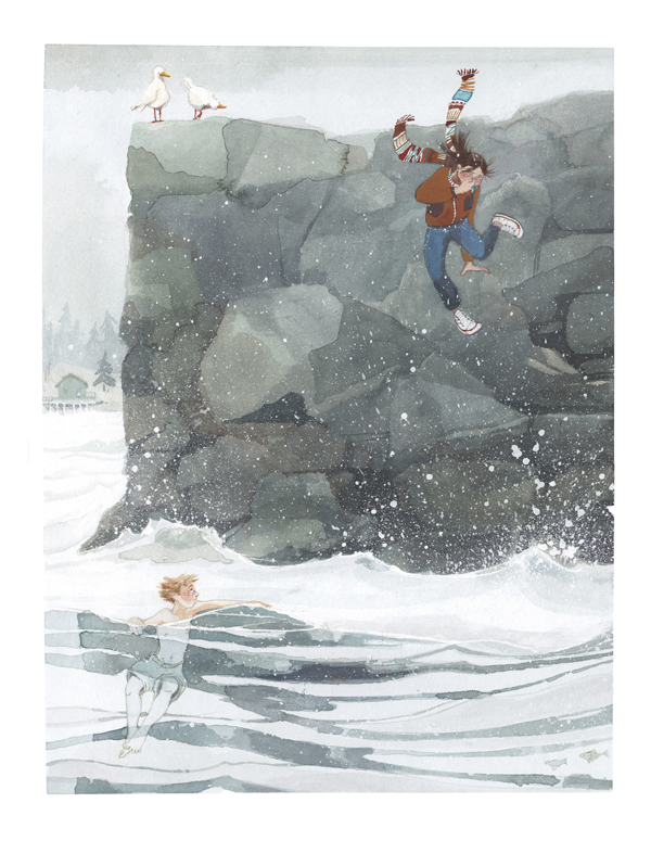 Ilustración de Lena, Theo y el mar