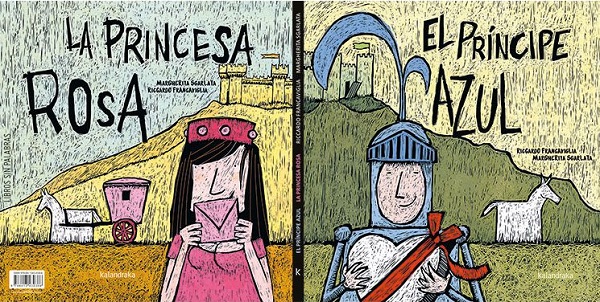 Ilustración de El Príncipe Azul. La Princesa Rosa