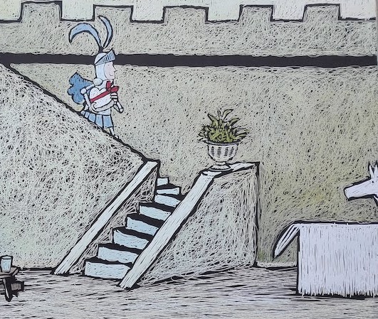Ilustración de El Príncipe Azul. La Princesa Rosa