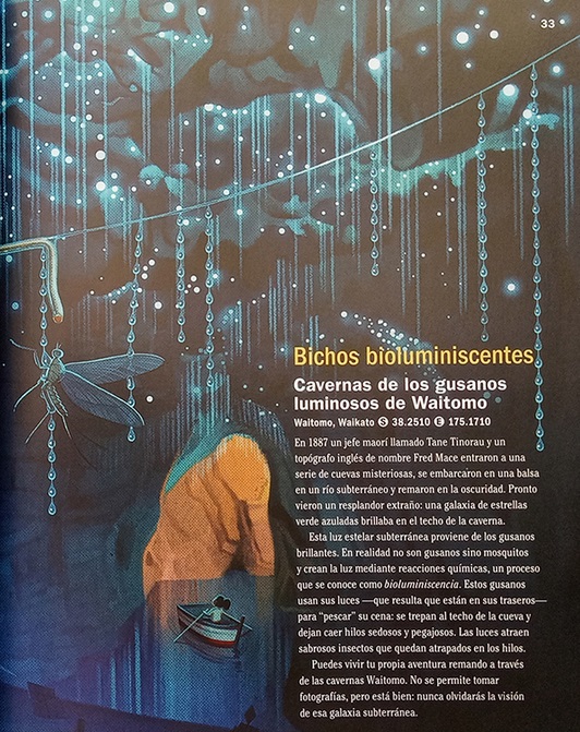 Ilustración de Atlas Obscura. Guía de exploración para las niñas y los niños más aventureros del mundo