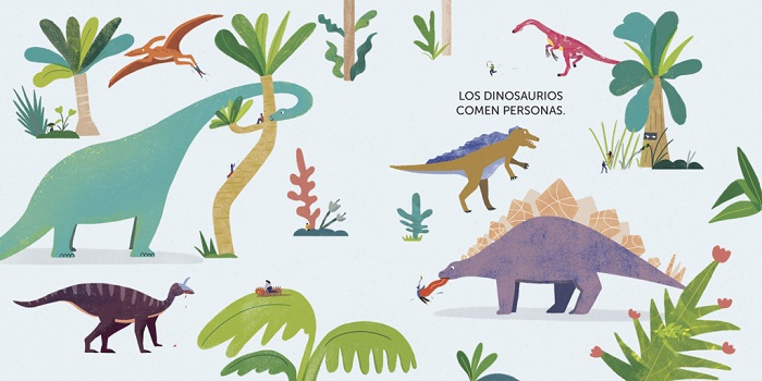 Ilustración de Dinosaurios enamorados