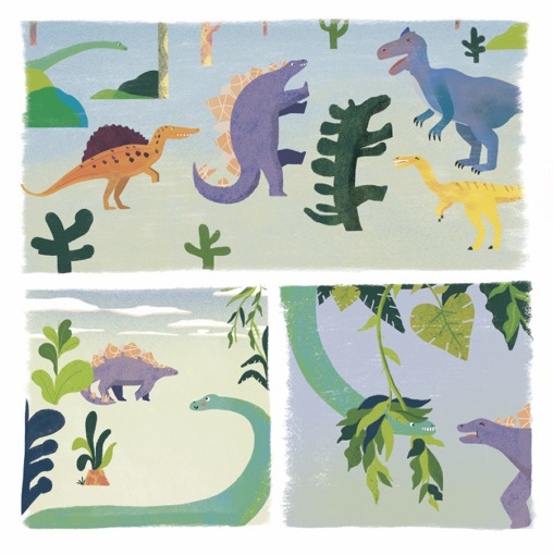 Ilustración de Dinosaurios enamorados