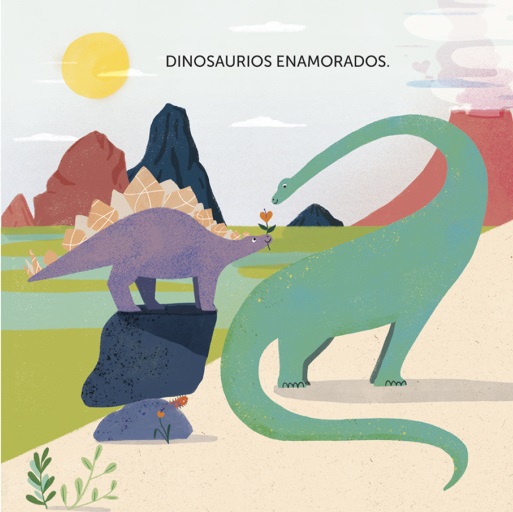 Ilustración de Dinosaurios enamorados