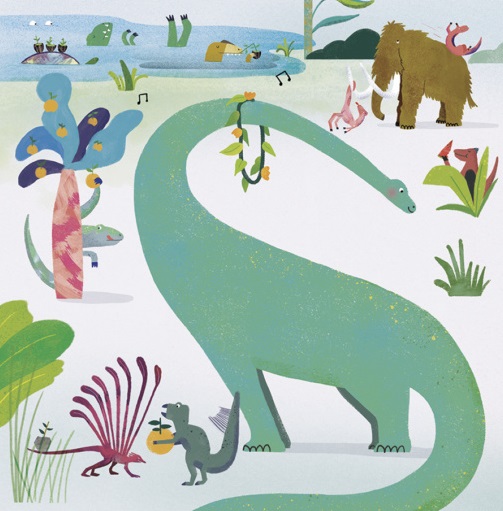 Ilustración de Dinosaurios enamorados