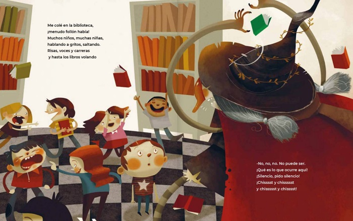 Ilustración de La bruja en la biblioteca