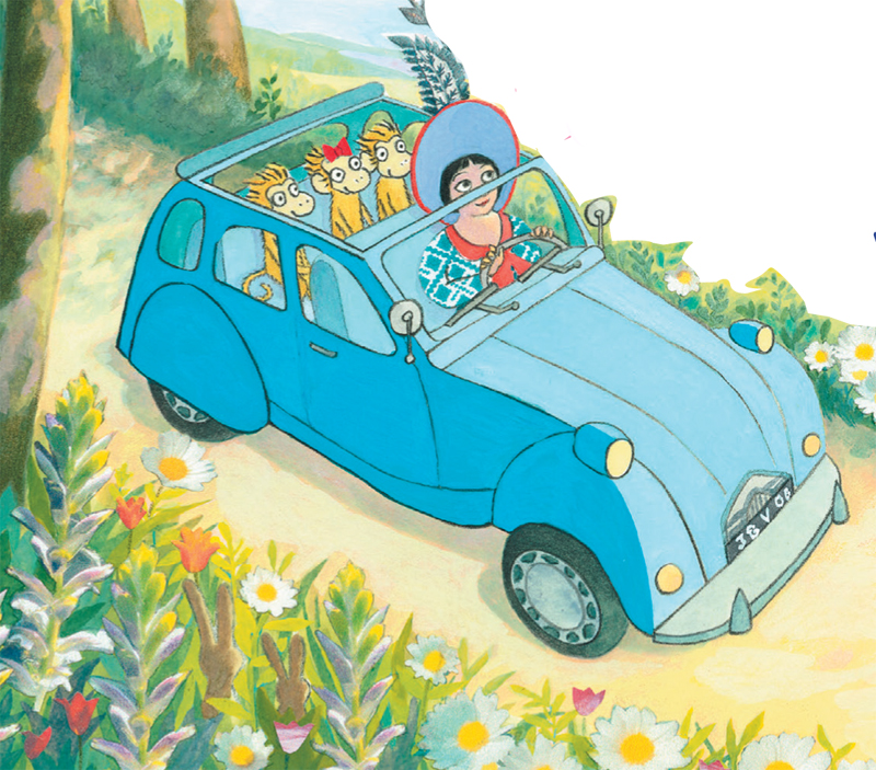Ilustración de Tres pequeños monos de vacaciones