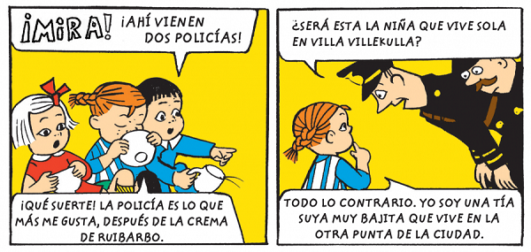 Ilustración de Pippi llega a Villa Villekulla