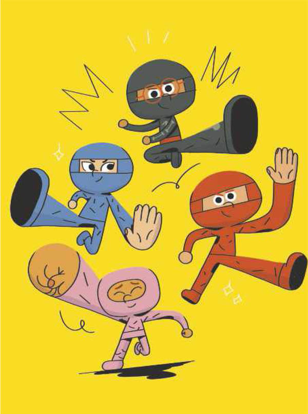 Ilustración de Solo para ninjas. La furgoneta negra